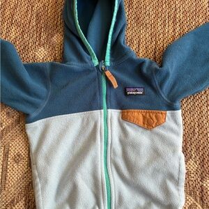 Patagonia Baby Micro D Snap Teal and Blue Fleece Hoodie (Barely used)